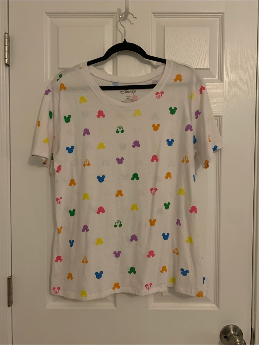 Disney White Short-Sleeve Tee with Multicolor Mickey Icons